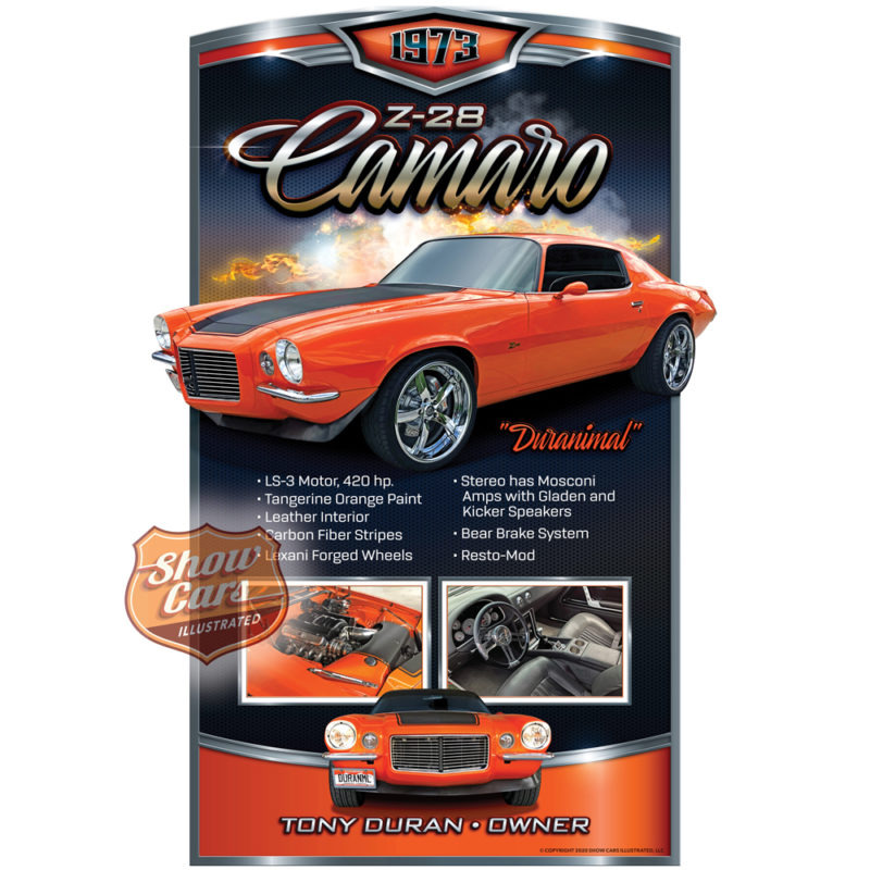 1973-Z-28-Camaro-Solid-Muscle-Theme-Show-Cars-Illustrated-Car-Show-Signs