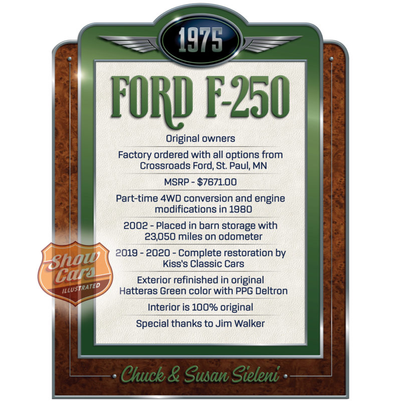 Car-Show-Signs-1975-Ford-F-250-Show-Cars-Illustrated-Vintage-Theme