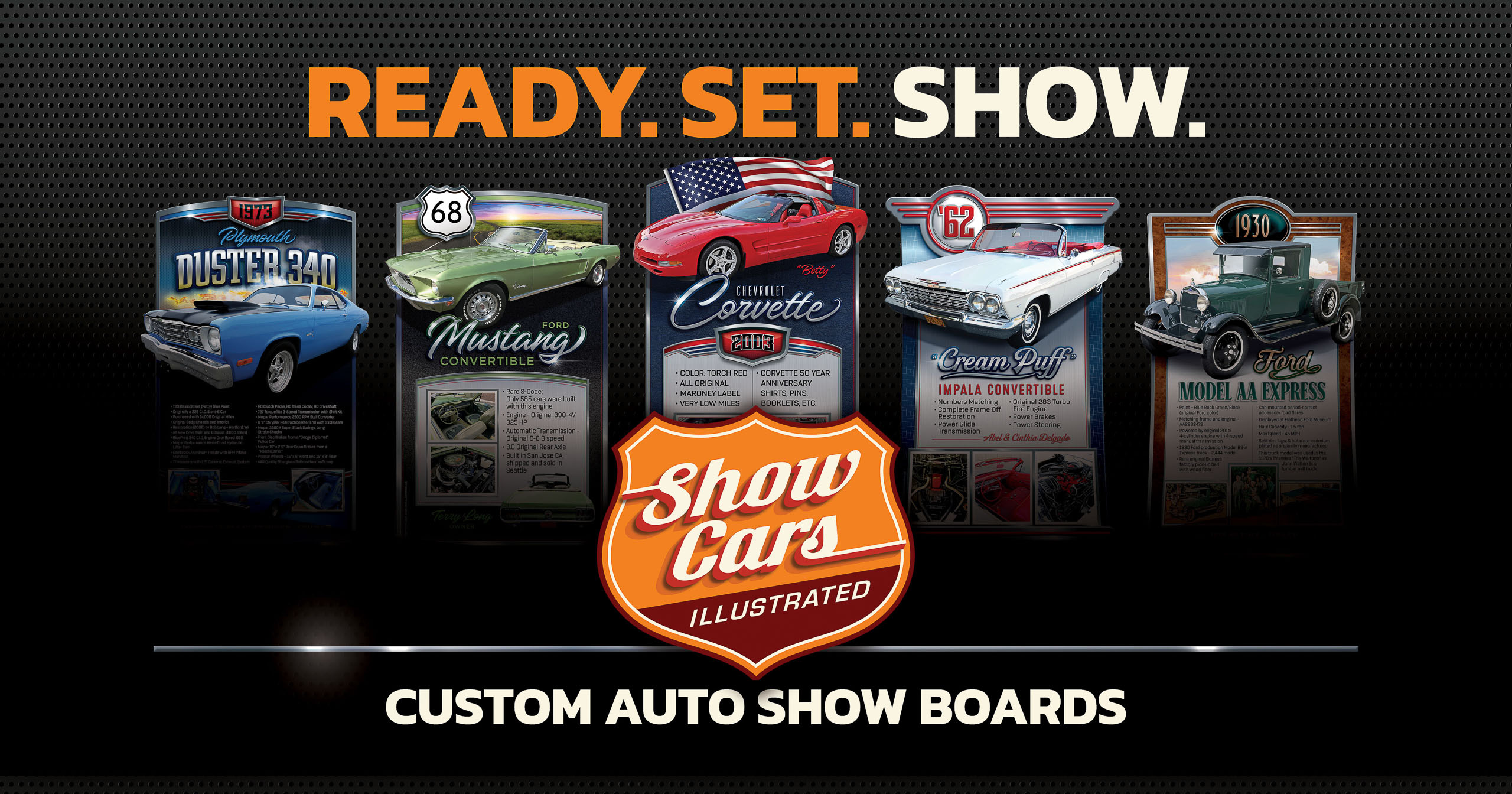 Auto Show 75 Custom 3"x4" Full Color tablero placas 